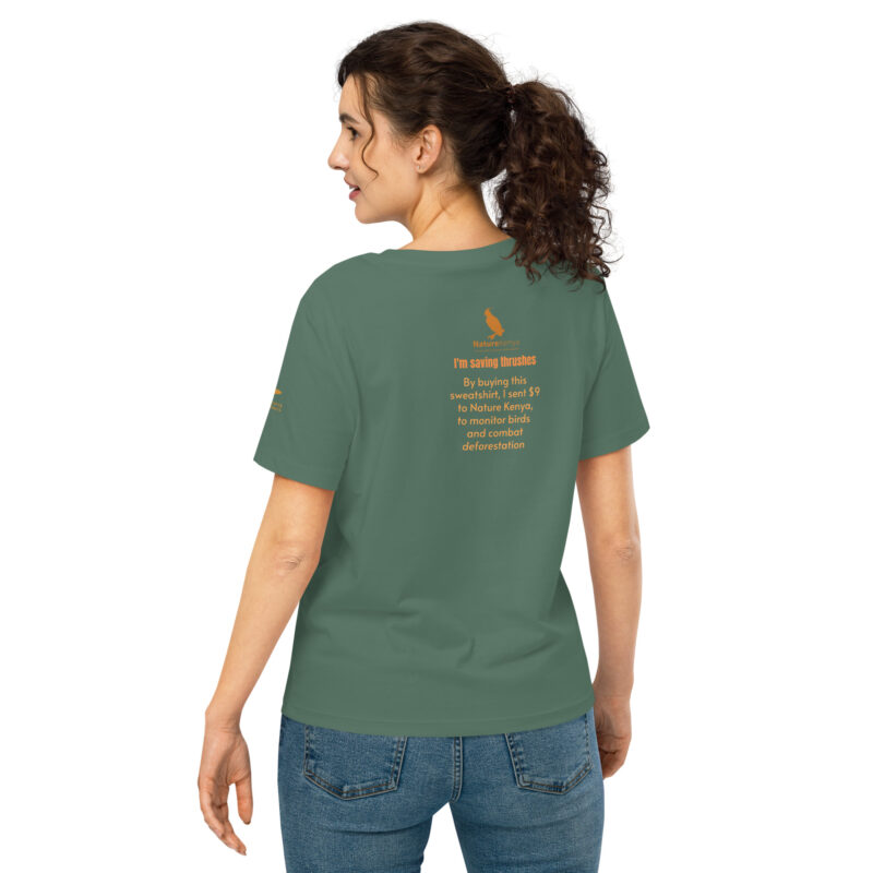 Women’s organic ribbed neck t-shirt, save the Taita thrush - Image 31