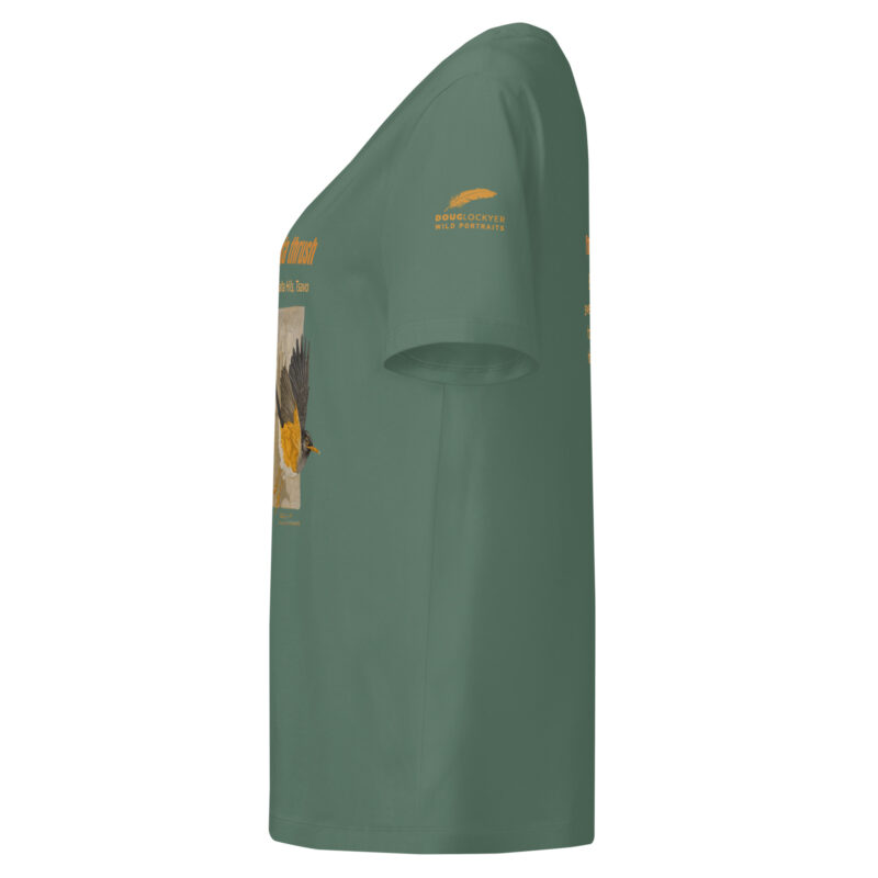 Women’s organic ribbed neck t-shirt, save the Taita thrush - Image 13