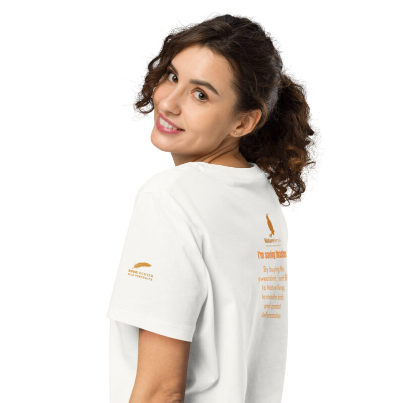 Women’s organic ribbed neck t-shirt, save the Taita thrush - Image 37
