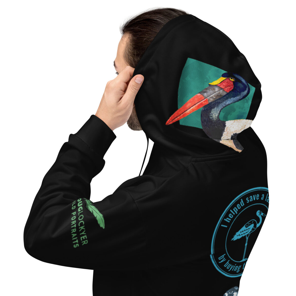 Unisex Allover Print Hoodie, Saddle-billed stork - Image 18
