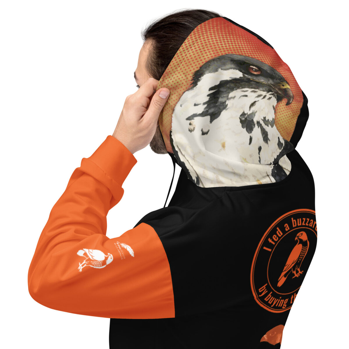 Unisex Allover Print Hoodie, Go feed a buzzard ("Gene", the augur buzzard) - Image 16