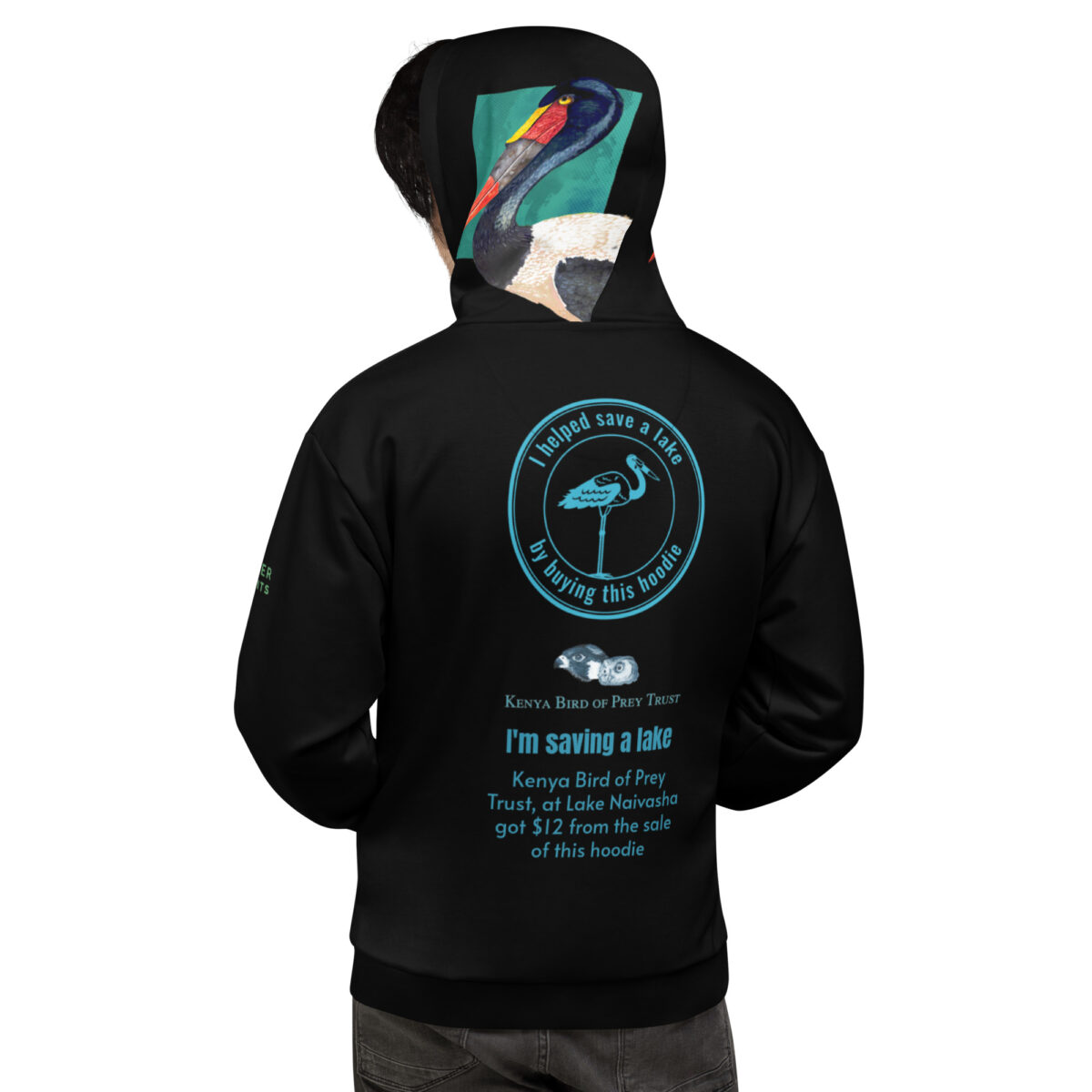 Unisex Allover Print Hoodie, Saddle-billed stork - Image 17