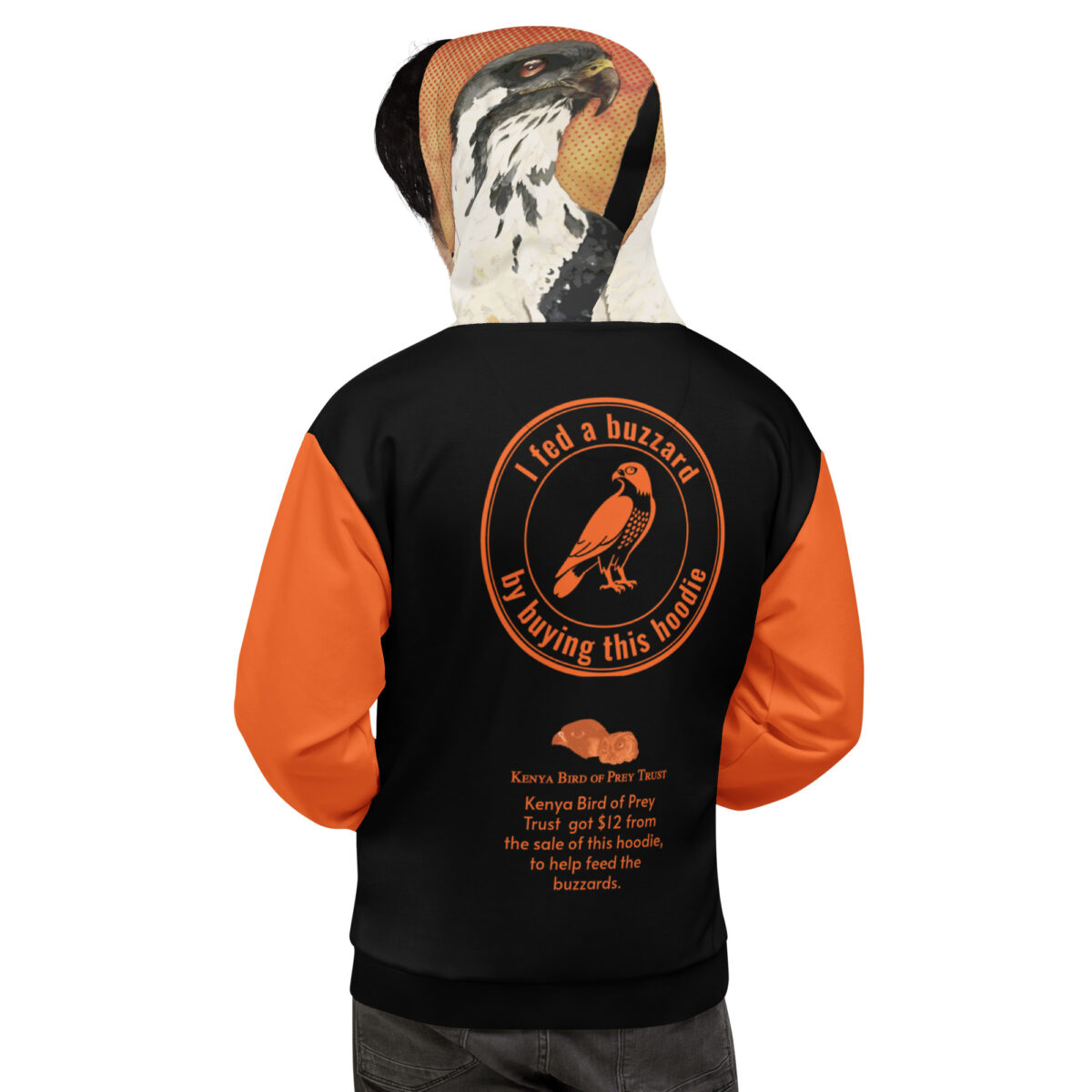 Unisex Allover Print Hoodie, Go feed a buzzard ("Gene", the augur buzzard) - Image 27