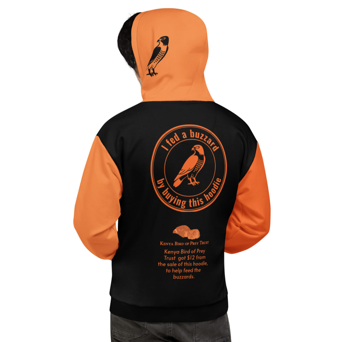 Unisex Allover Print Hoodie, Go feed a buzzard ("Gene", the augur buzzard) - Image 58