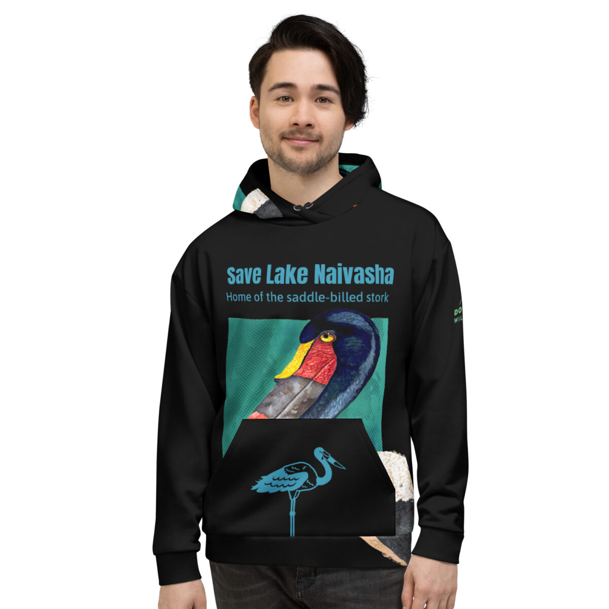 Unisex Allover Print Hoodie, Saddle-billed stork - Image 14