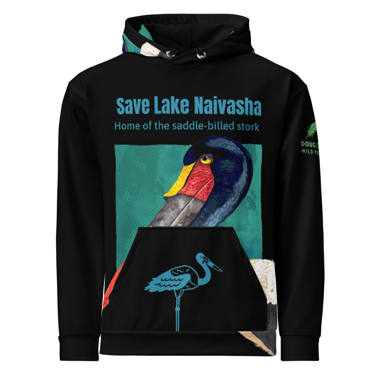 Unisex Allover Print Hoodie, Saddle-billed stork - Image 16