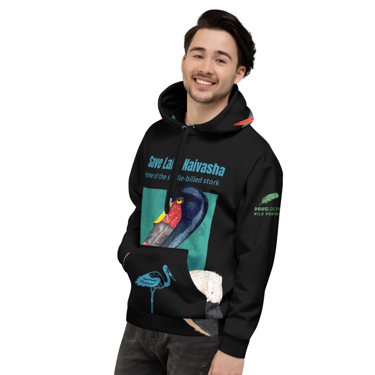 Unisex Allover Print Hoodie, Saddle-billed stork - Image 12