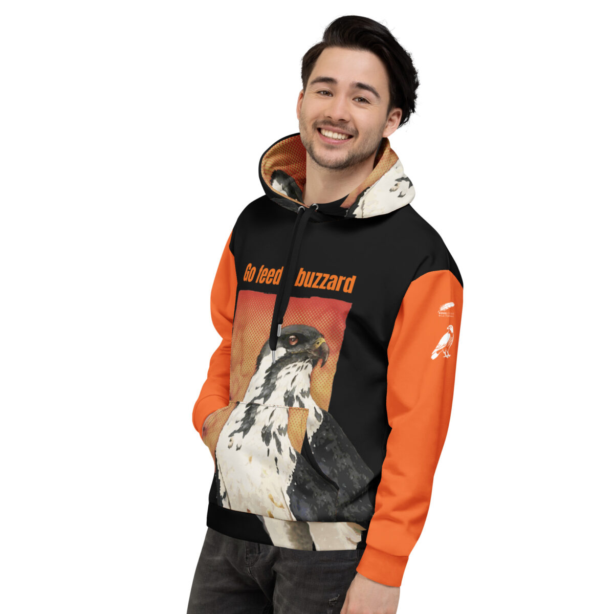 Unisex Allover Print Hoodie, Go feed a buzzard ("Gene", the augur buzzard) - Image 11