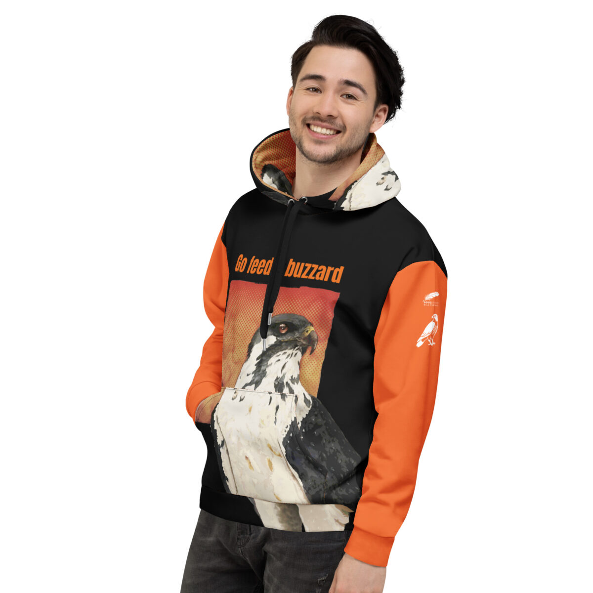 Unisex Allover Print Hoodie, Go feed a buzzard ("Gene", the augur buzzard) - Image 17