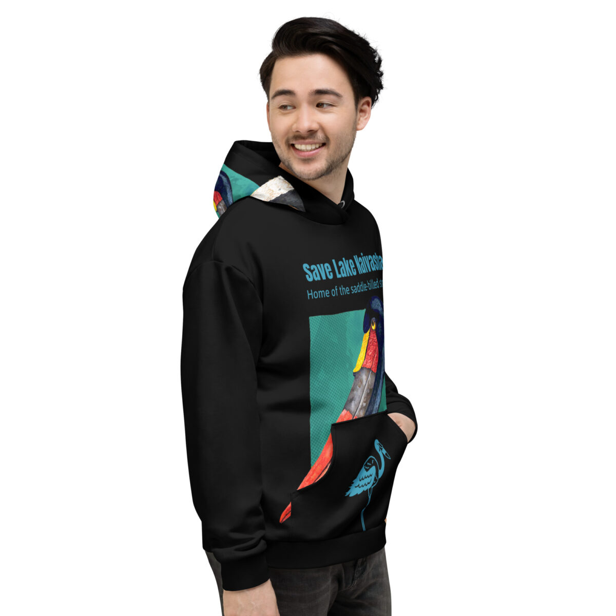 Unisex Allover Print Hoodie, Saddle-billed stork - Image 13